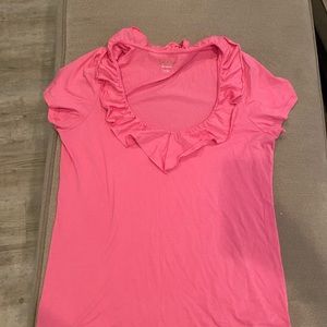 Lilly Pulitzer Pink Ruffle Neck Top